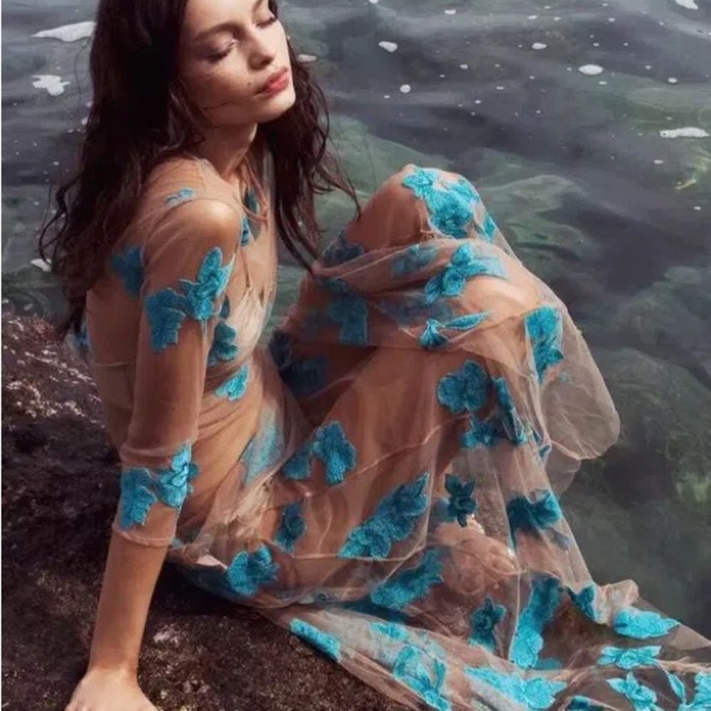 For Love & Lemons Orchid Maxi Aqua XS